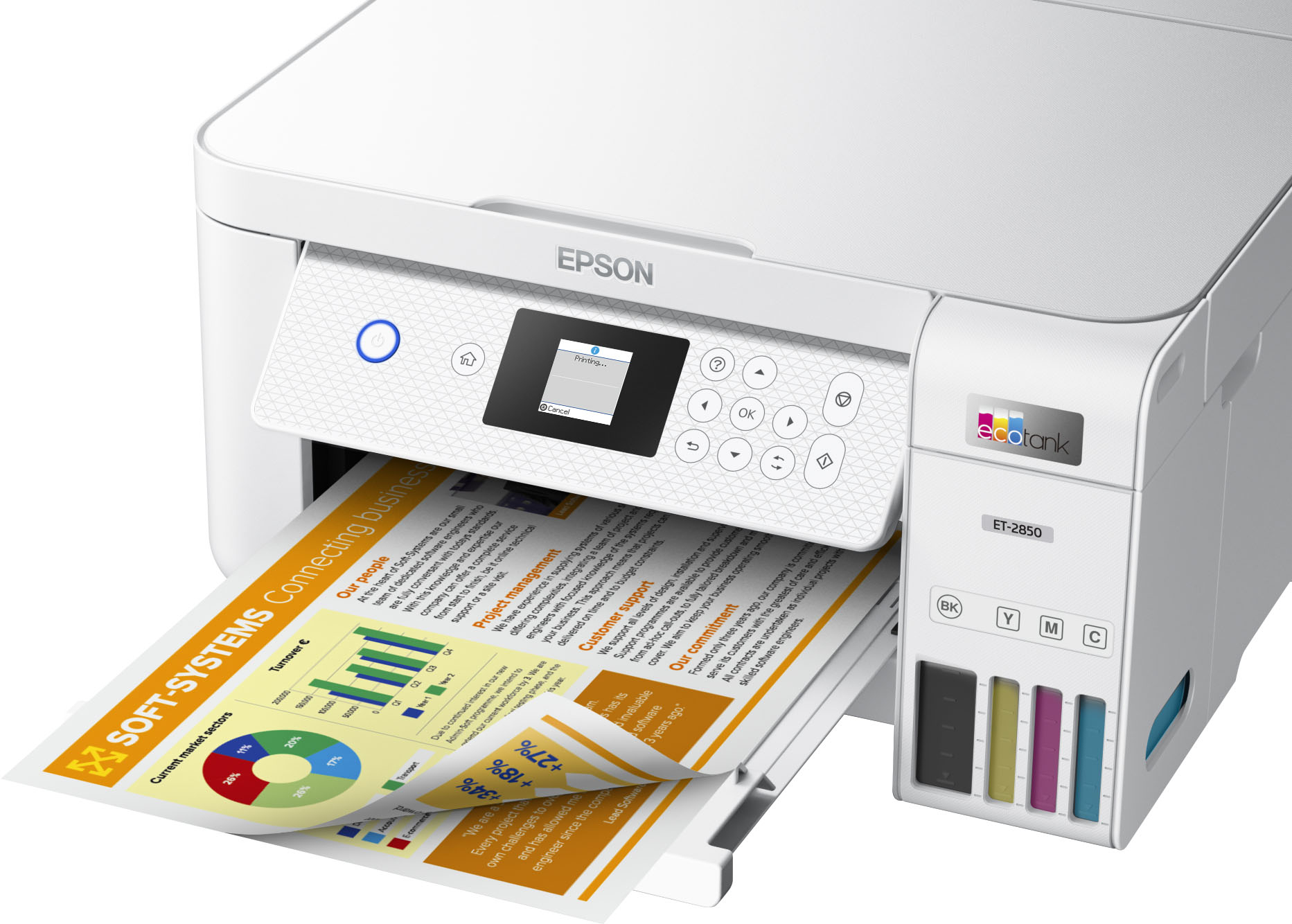 Epson EcoTank ET-2850 Wireless Color All-In-One Inkjet Printer (ET-2850-BLK)