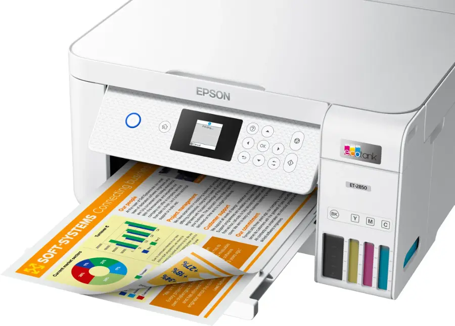 Alt View 21. Epson - EcoTank ET-2850 All-in-One Supertank Inkjet Printer - White.
