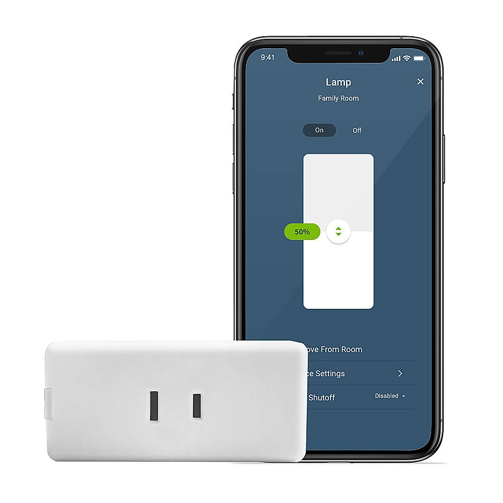 Front. Leviton - Decora Wi-Fi Smart 300W Single Pole Mini Plug-In Dimmer (2nd Gen) - White.