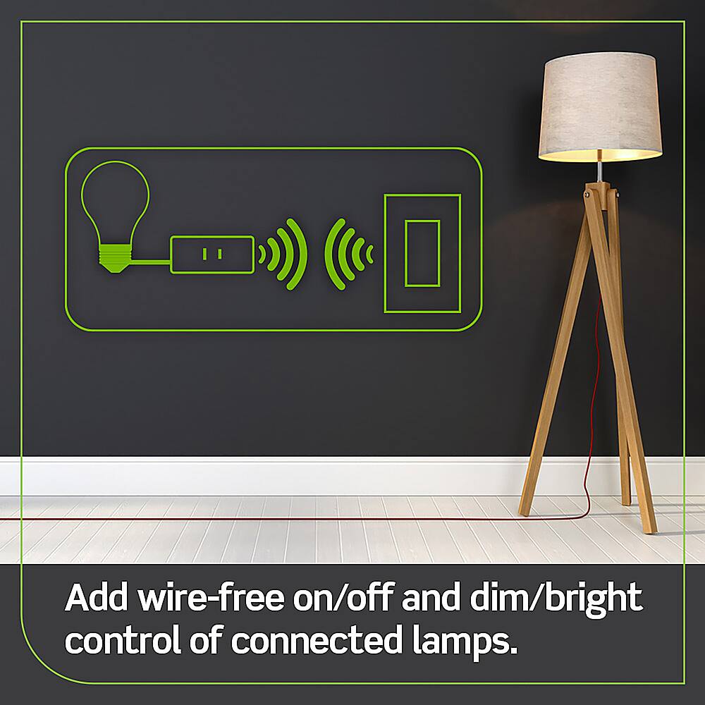 Alt View 13. Leviton - Decora Wi-Fi Smart 300W Single Pole Mini Plug-In Dimmer (2nd Gen) - White.