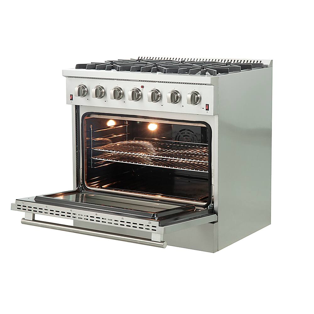 Angle. Forno Appliances - Galiano Alta Qualita 5.36 Cu. Ft. Freestanding Gas Range with Convection Oven - Stainless Steel.