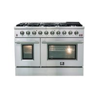 Forno Appliances - Galiano Alta Qualita 6.58 Cu. Ft. Freestanding Double Oven Gas Range with Convection Oven - Stainless Steel - Front_Zoom