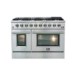 Forno Appliances - Galiano Alta Qualita 6.58 Cu. Ft. Freestanding Double Oven Gas Range with Convection Oven - Stainless Steel - Front_Zoom