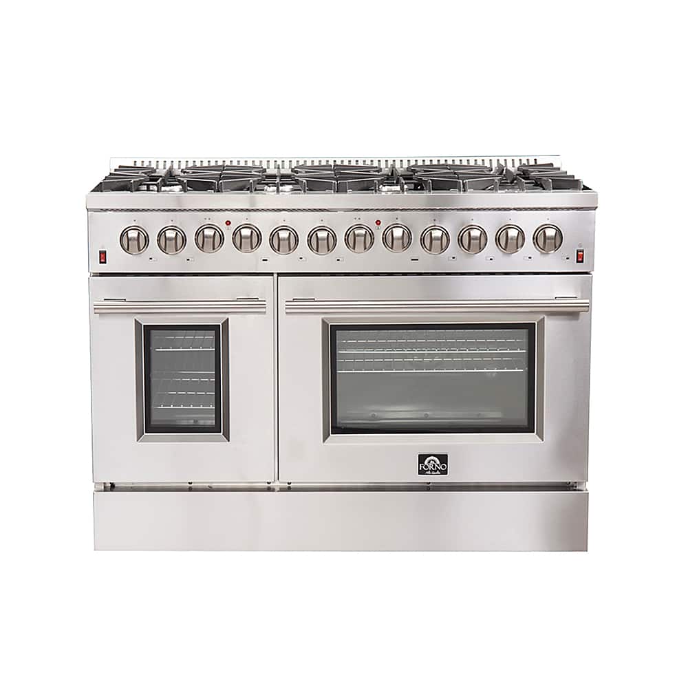 Front. Forno Appliances - Galiano Alta Qualita 6.58 Cu. Ft. Freestanding Double Oven Dual Fuel Range with Convection Oven - Silver.