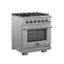 Left. Forno Appliances - Capriasca Alta Qualita 4.32 Cu. Ft. Freestanding Single Oven Gas Range with Convection Oven - Stainless Steel.