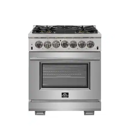 Front. Forno Appliances - Capriasca Alta Qualita 4.32 Cu. Ft. Freestanding Dual Fuel Range with Convection Oven - Silver.