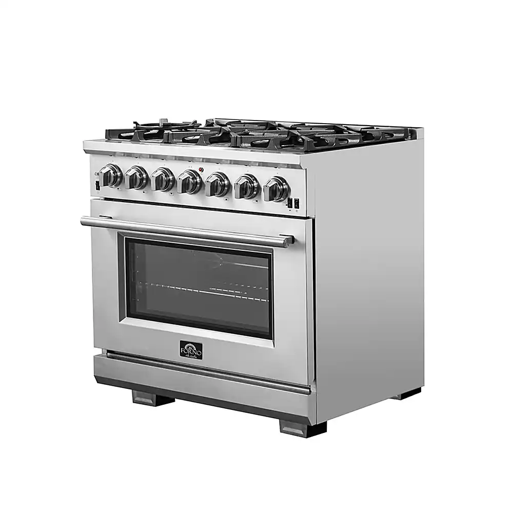 Angle. Forno Appliances - Capriasca Alta Qualita 5.36 Cu. Ft. Freestanding Single Oven Gas Range with Convection Oven - Stainless Steel.