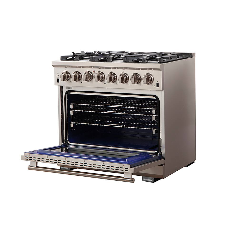 Angle. Forno Appliances - Capriasca Alta Qualita 5.36 Cu. Ft. Freestanding Dual Fuel Range with Convection Oven - Silver.