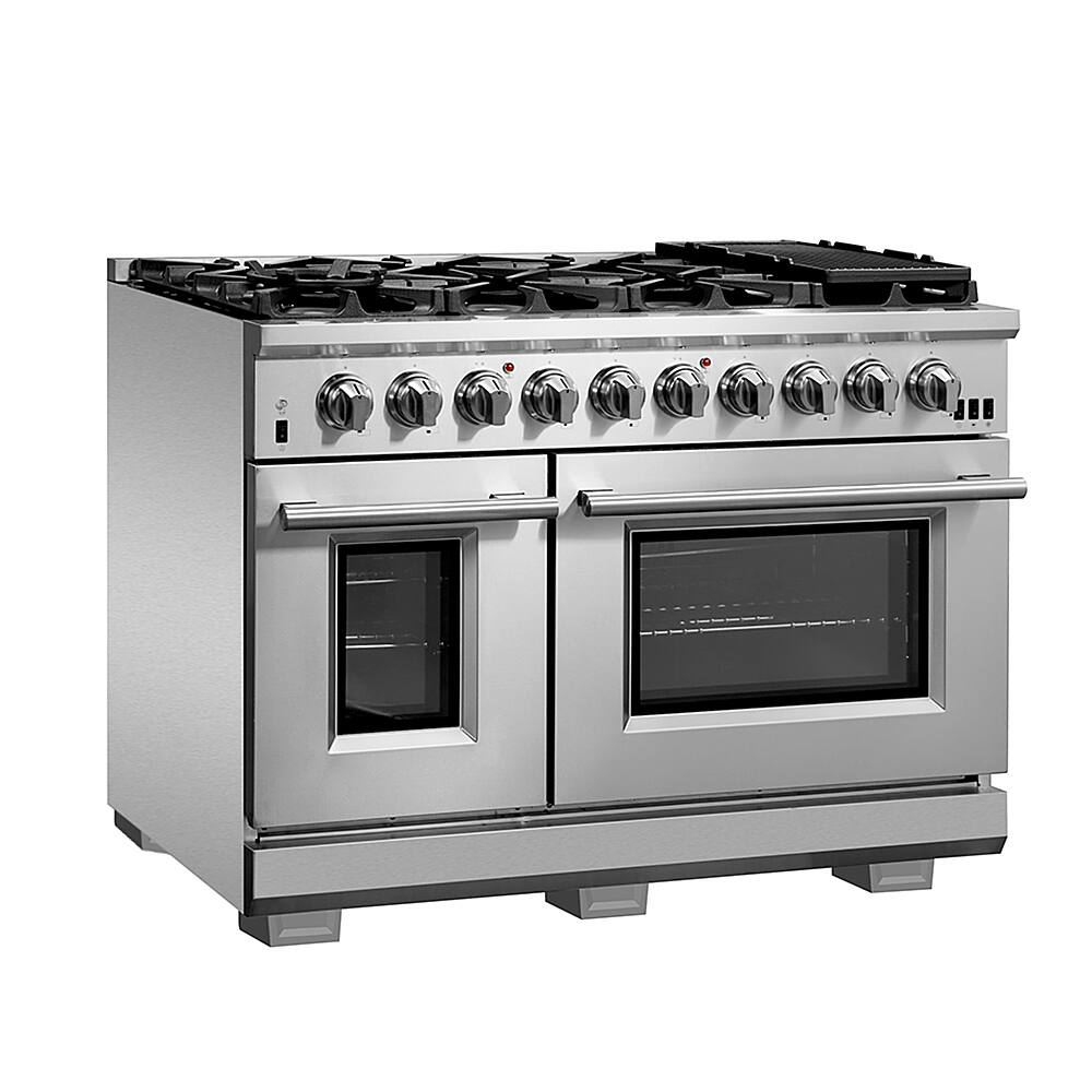Angle. Forno Appliances - Capriasca Alta Qualita 6.58 Cu. Ft. Freestanding Double Oven Gas Range with Convection Ovens - Stainless Steel.
