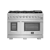 Forno Appliances - Capriasca Alta Qualita 6.58 Cu. Ft. Freestanding Double Oven Gas Range with Convection Ovens - Stainless Steel - Front_Zoom