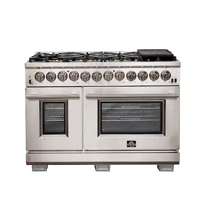 Front. Forno Appliances - Capriasca Alta Qualita 6.58 Cu. Ft. Freestanding Double Oven Dual Fuel Electric Range with Convection Oven - Silver.