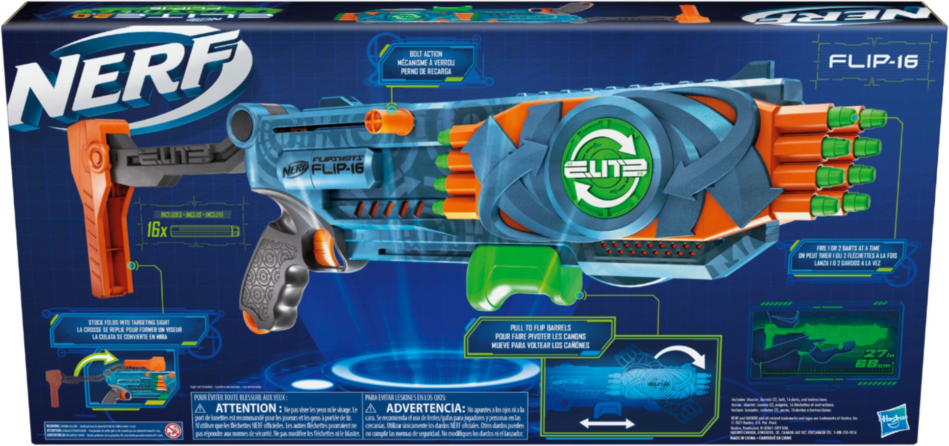 Nerf - elite 2.0 - blaster flipshots flip -32 2 fois 16 canons