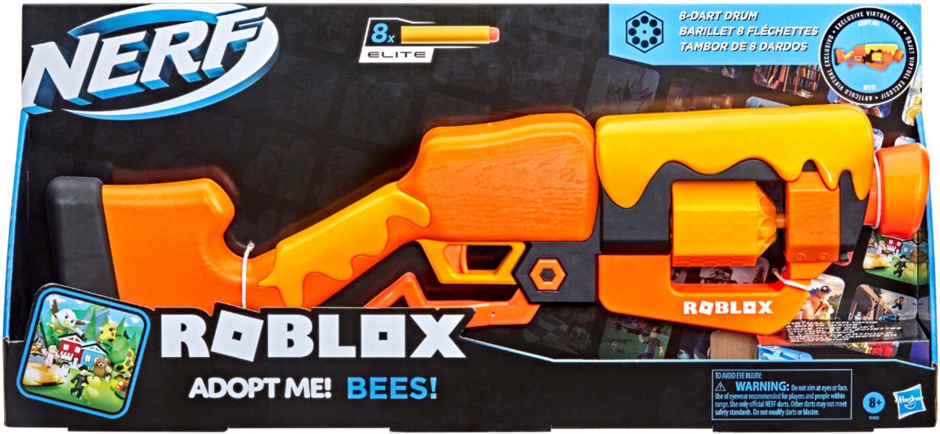 NERF ROBLOX ADOPT ME!: BEES! LEVER ACTION BLASTER, 8 NERF ELITE