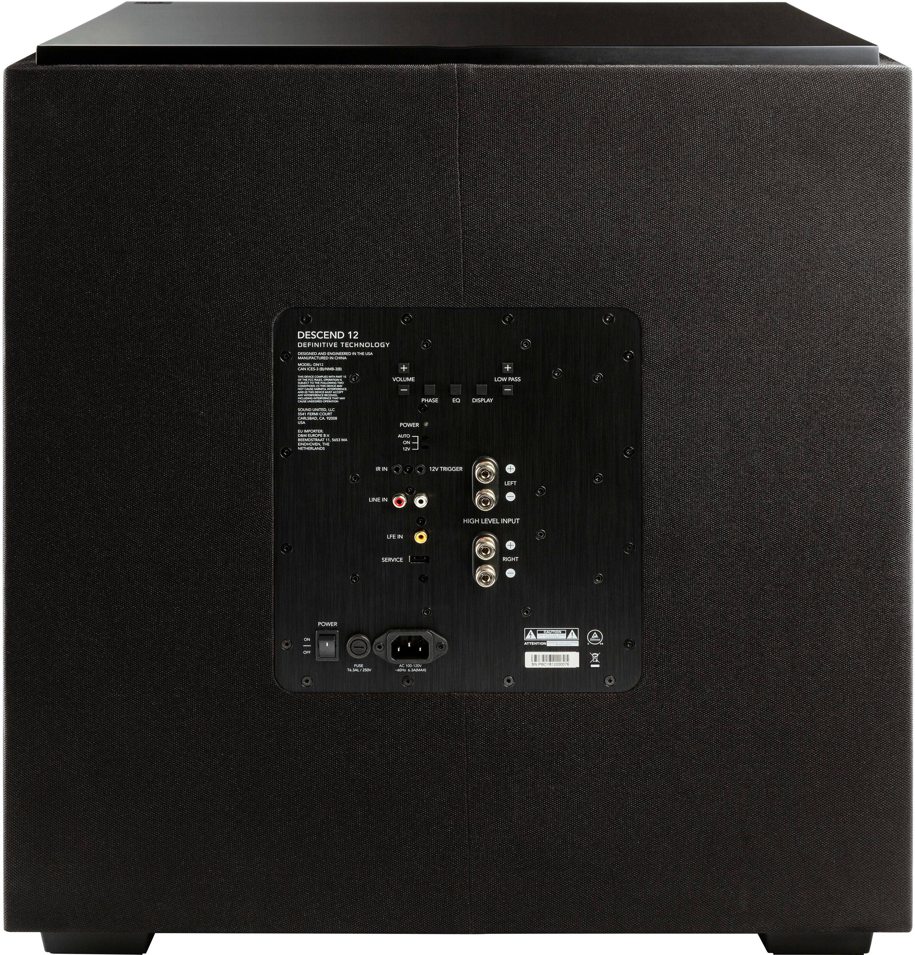 Back. Definitive Technology - Descend 12" Sub 3XR Architecture 1500W Peak Class H Amplifier (2) 12" Bass Radiators - Black.