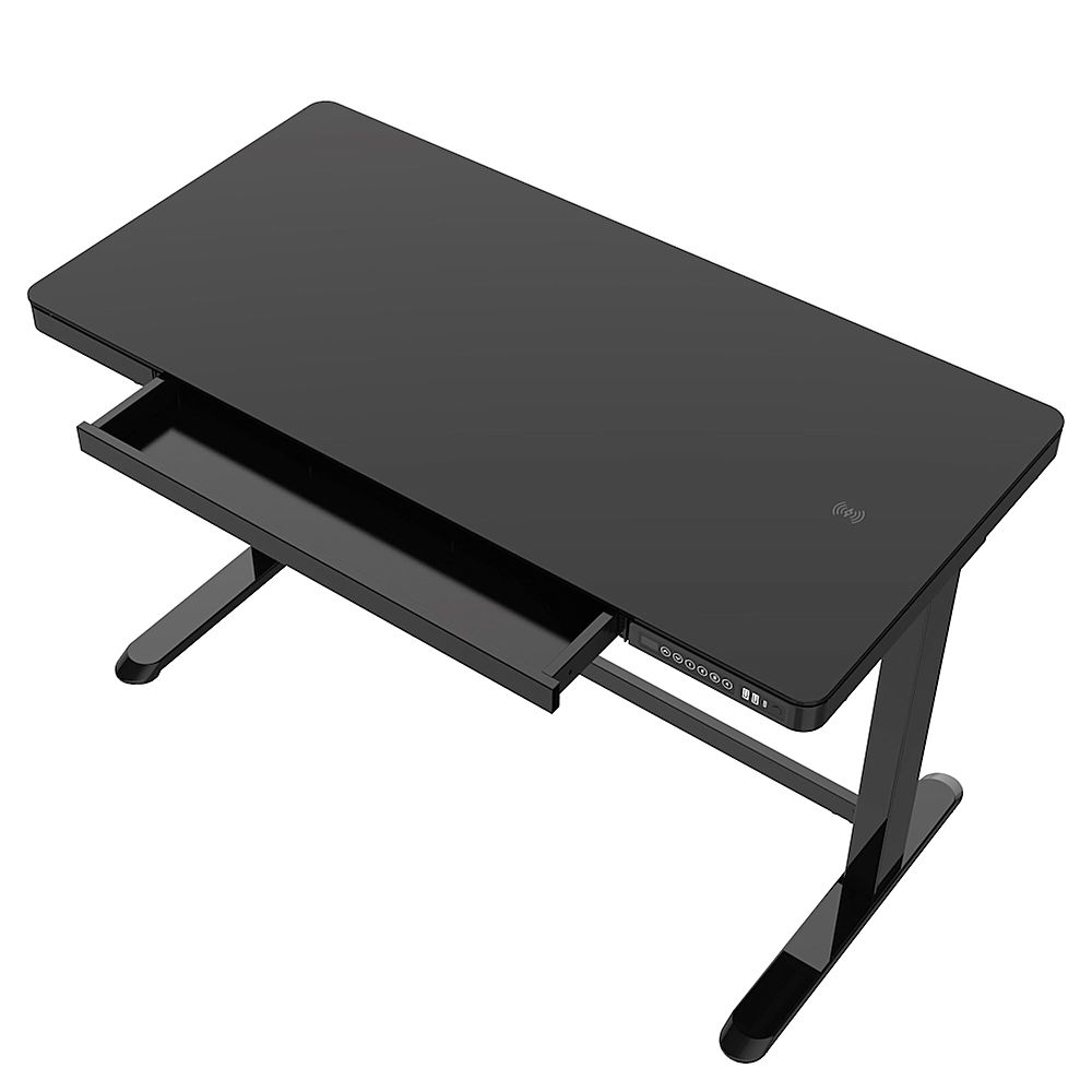 Angle View: Koble - Juno 48" Electric Height-Adjustable Desk with Glass Top - Black