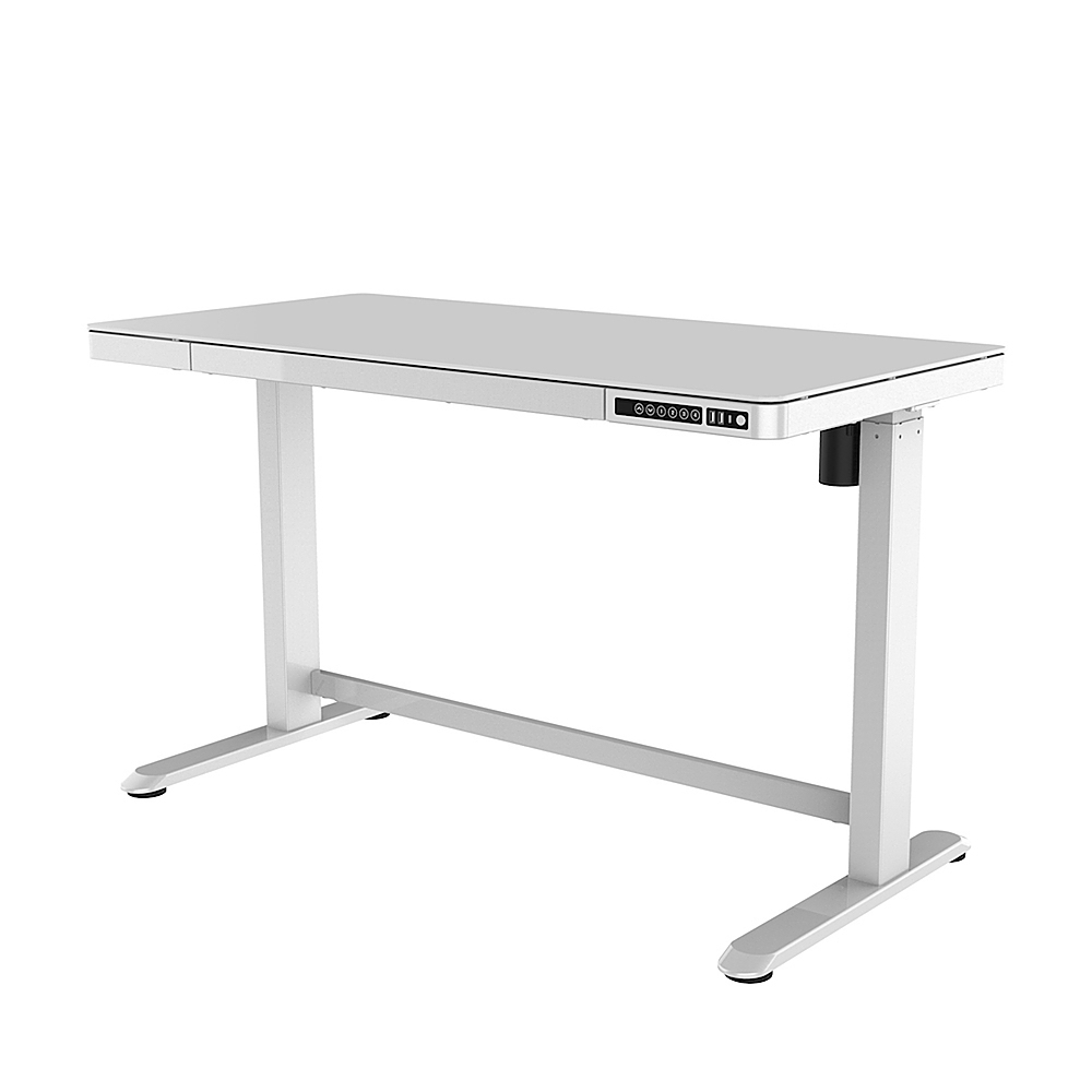 Angle View: Koble - Juno 48" Electric Height-Adjustable Desk with Glass Top - White