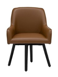 Studio Designs - Spire Luxe Swivel Office Chair- Caramel - Caramel Brown Blended Leather / Black Metal Legs - Front_Zoom