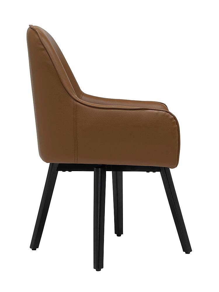 Left View: Studio Designs - Spire Luxe Swivel Office Chair- Caramel - Caramel Brown Blended Leather / Black Metal Legs