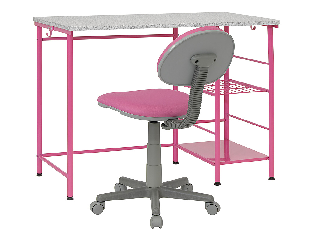 Angle View: Calico Designs - Study Zone II Student Desk and Task Chair 2 Piece Set - Pink