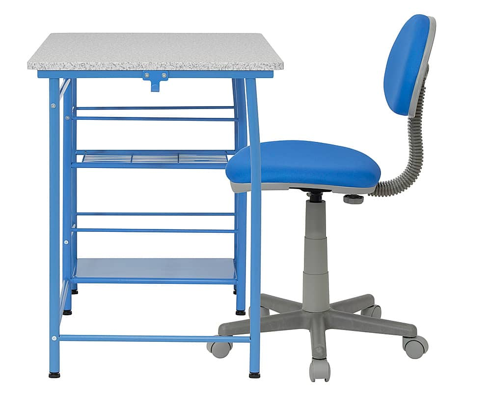 Left View: Calico Designs - Study Zone II Student Desk and Task Chair 2 Piece Set - Blue