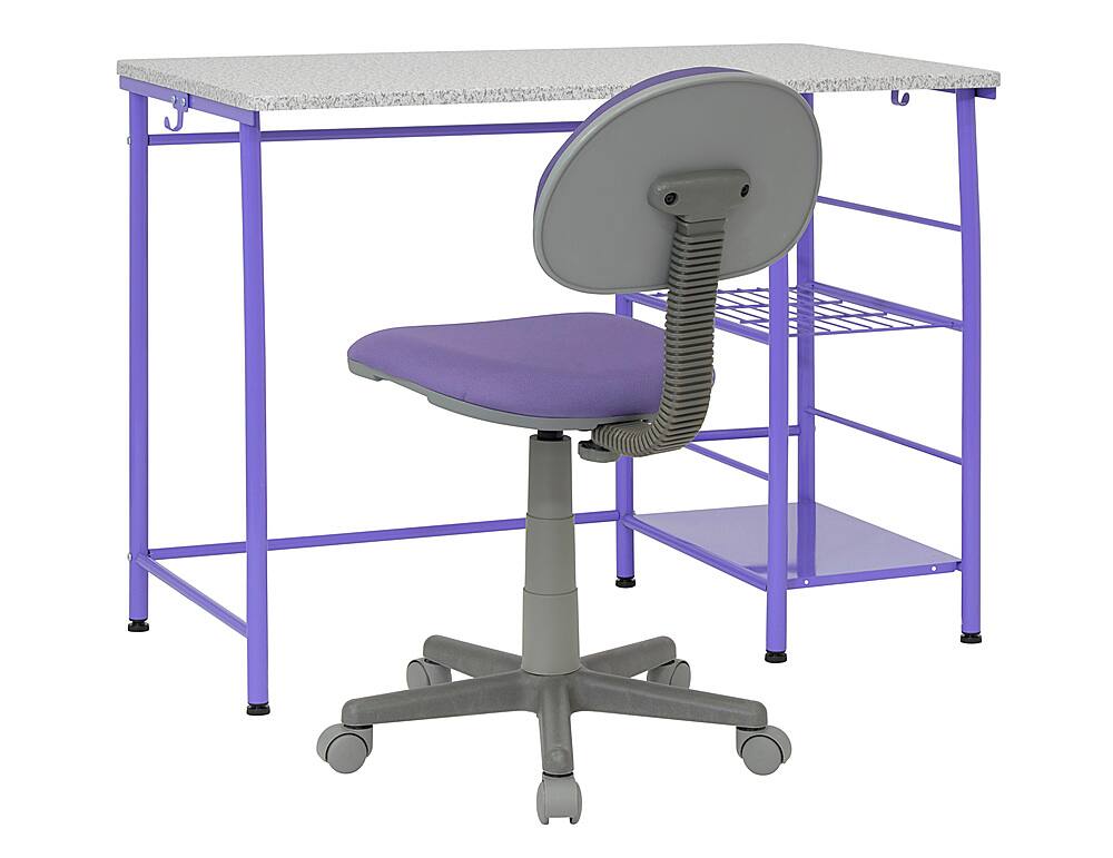 Angle View: Calico Designs - Study Zone II Student Desk and Task Chair 2 Piece Set - Purple