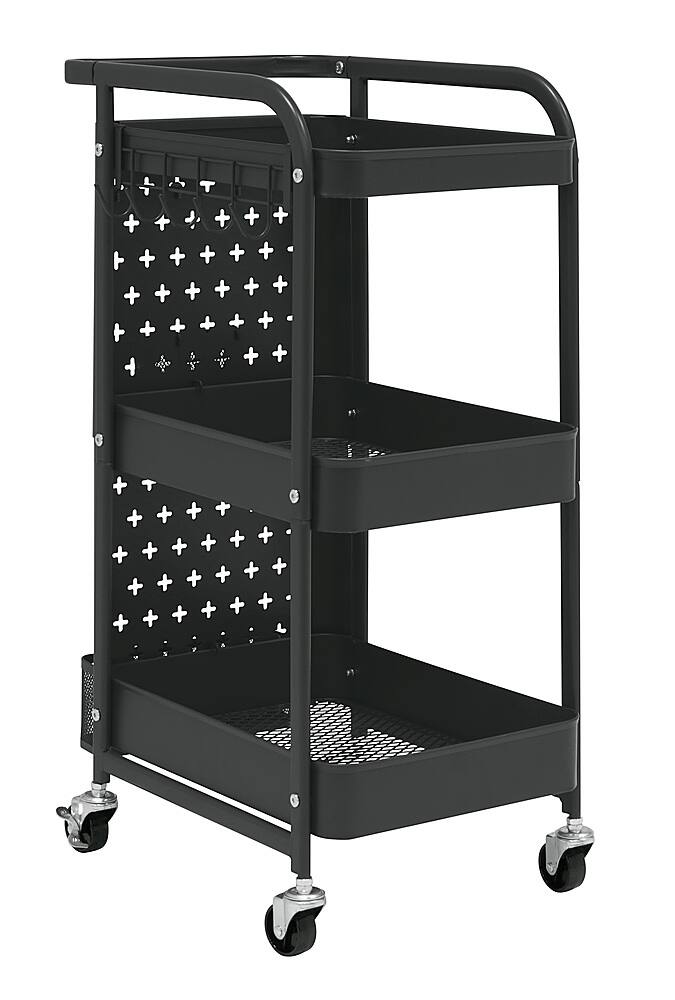 Front. Studio Designs - Streamline 3-Tier Metal Multiuse Organizer Cart - Black.