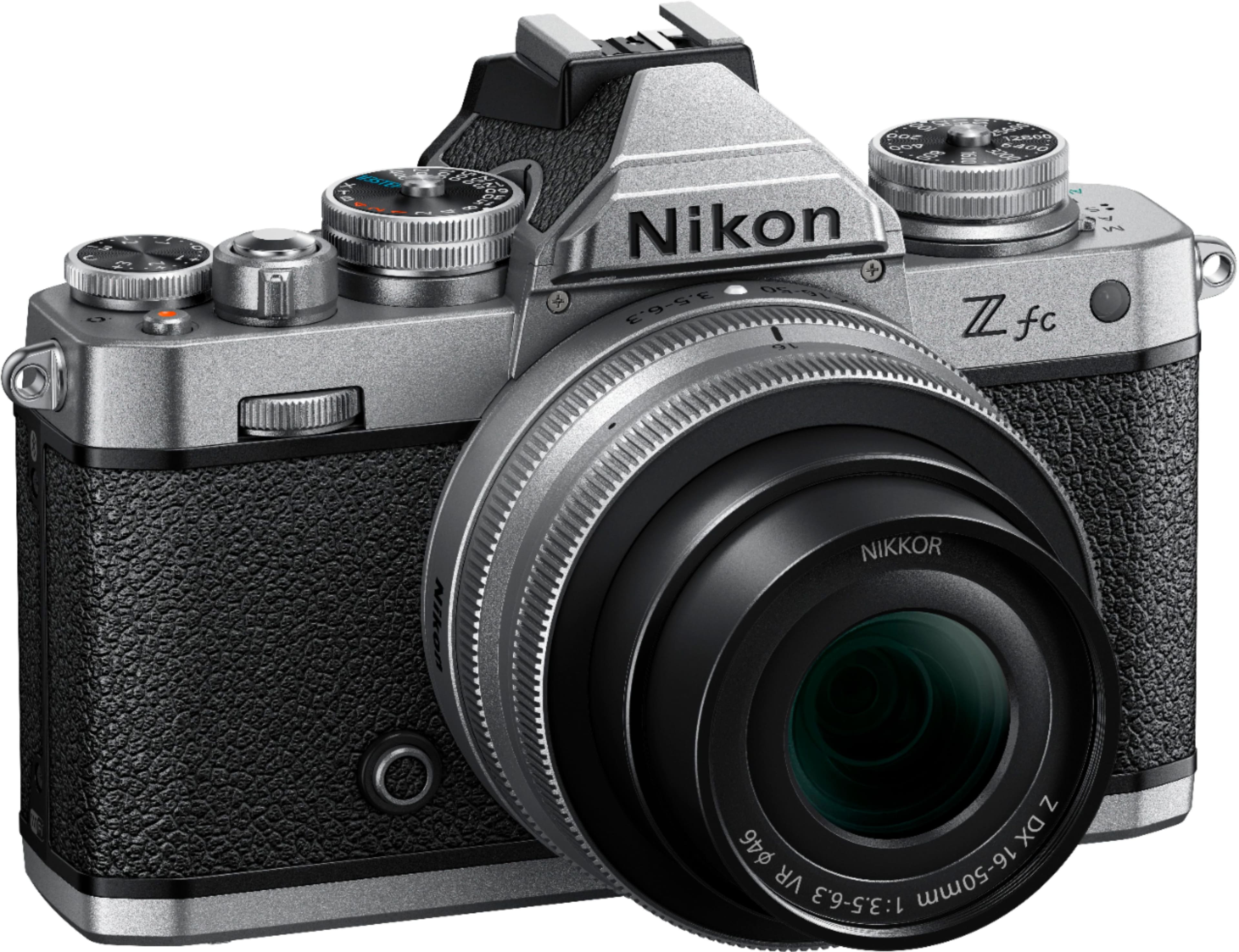 Left. Nikon - Z fc 4K Video Mirrorless Camera w/ NIKKOR Z DX 16-50mm f/3.5-6.3 VR - Black/Silver.