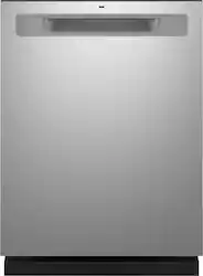 GE - 24" Top Control Built-In Plastic Tub Dishwasher with 3rd Rack, Bottle Jets and 50 dBA - Stainless Steel - Front_Zoom