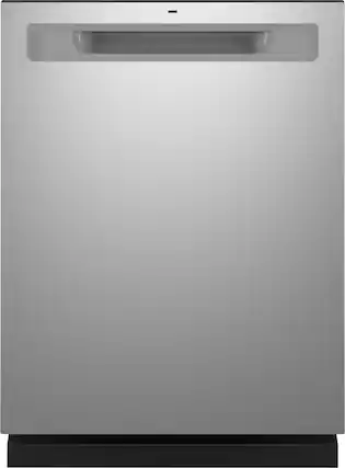 Front. GE - 24" Top Control Built-In Plastic Tub Dishwasher with 3rd Rack, Bottle Jets and 50 dBA - Fingerprint Resistant Stainless Steel.