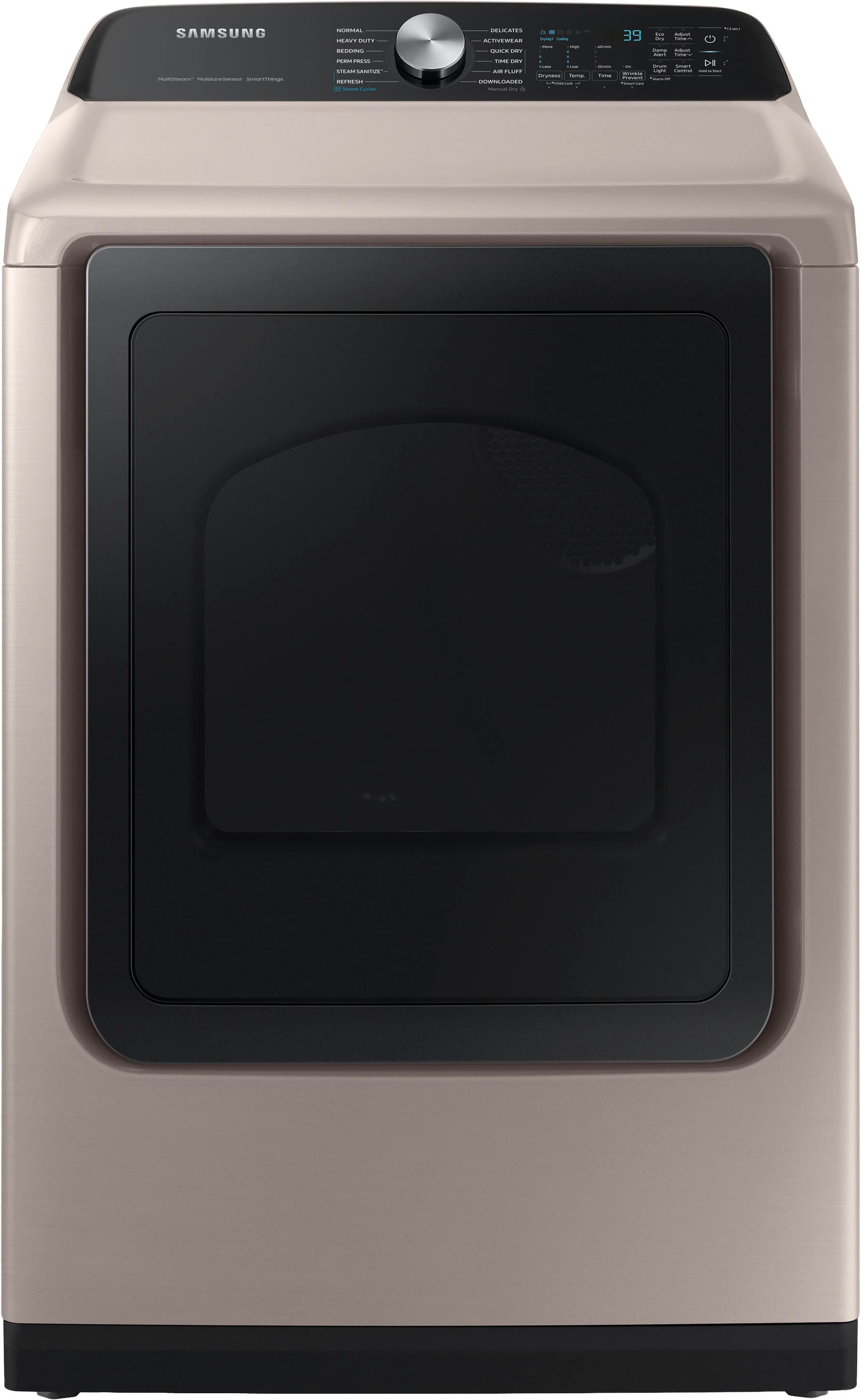 Front. Samsung - 7.4 Cu. Ft. Smart Gas Dryer with Steam Sanitize+ - Champagne.