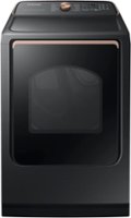 Samsung - 7.4 cu. ft. Smart Electric Dryer with Steam Sanitize+ - Brushed black - Front_Zoom