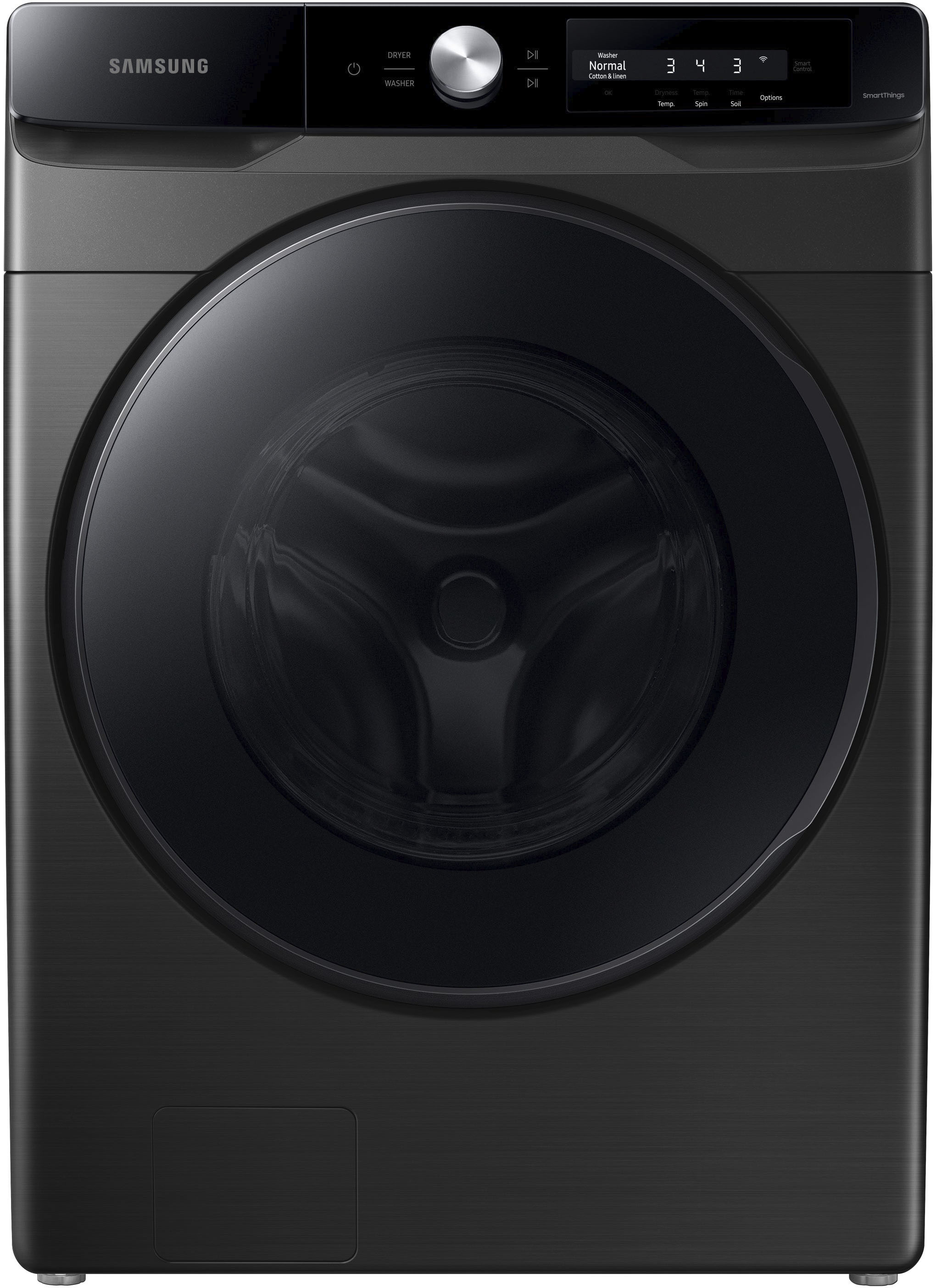 Samsung - 4.5 cu. ft. Large Capacity Smart Dial Front Load Washer with Super Speed Wash - Brushed black