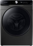 Front. Samsung - 4.5 Cu. Ft. High-Efficiency Stackable Smart Front Load Washer with Steam and AI Smart Dial - Brushed Black.