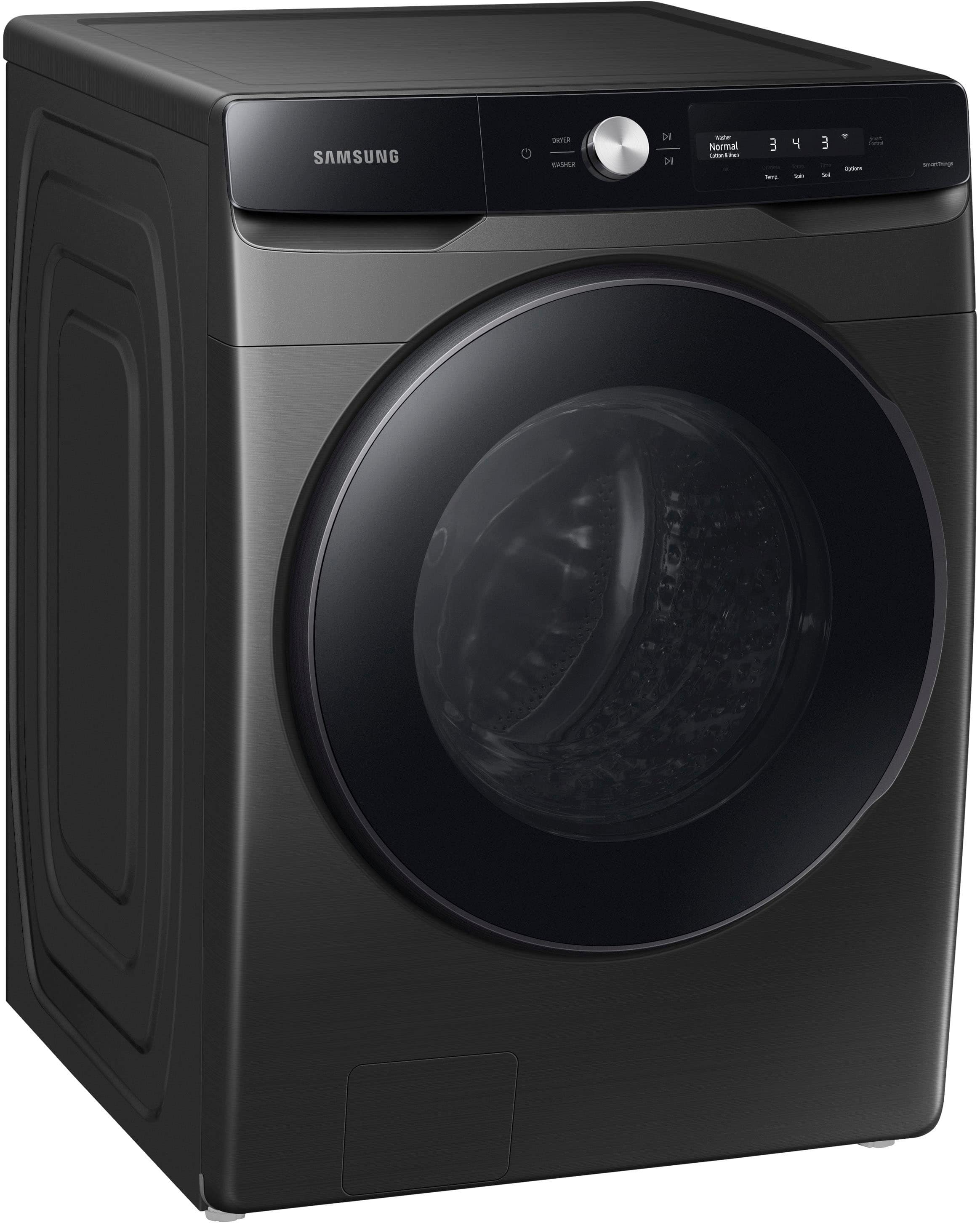 Alt View 12. Samsung - 4.5 Cu. Ft. High-Efficiency Stackable Smart Front Load Washer with Steam and AI Smart Dial - Brushed Black.
