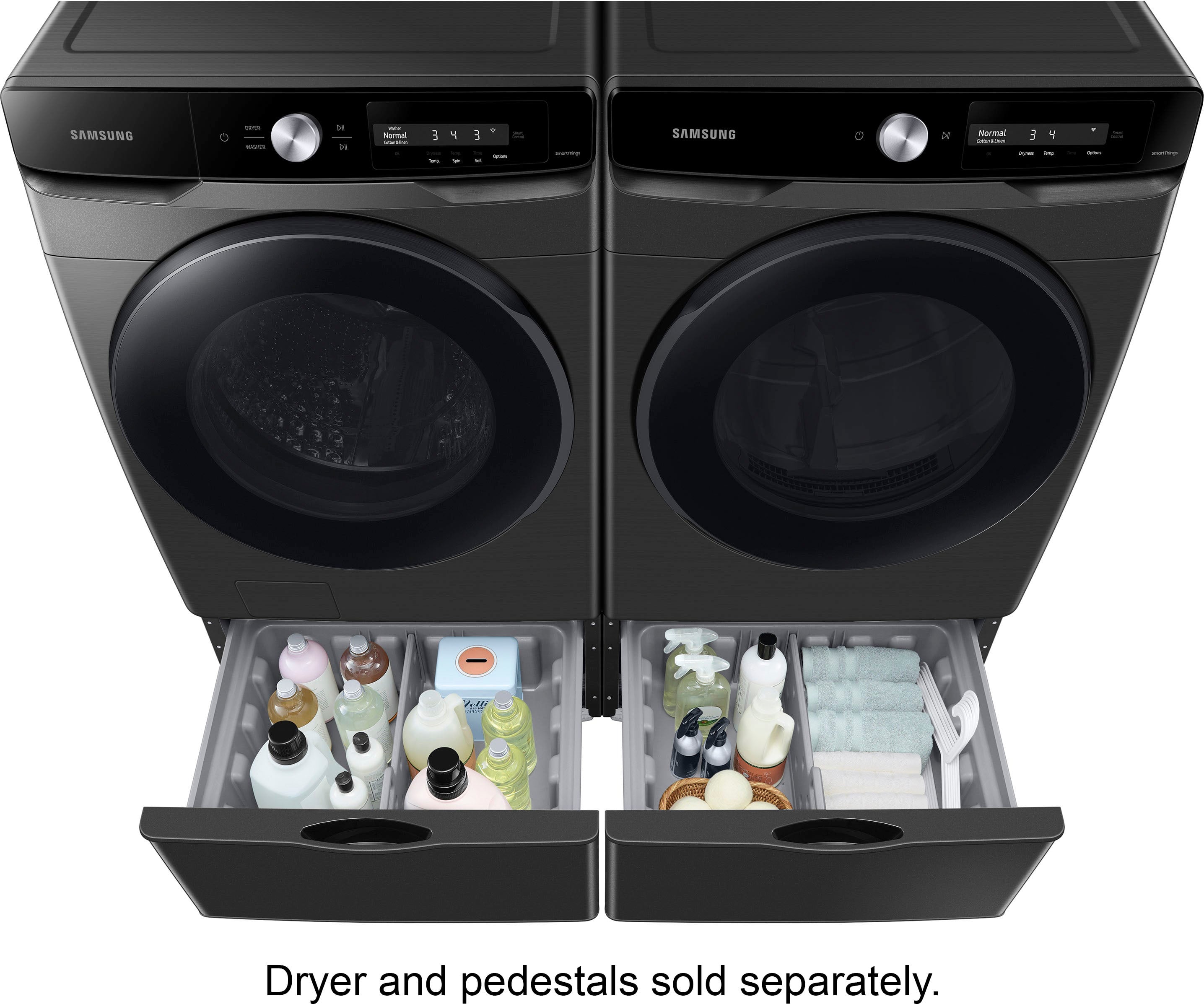 Alt View 17. Samsung - 4.5 Cu. Ft. High-Efficiency Stackable Smart Front Load Washer with Steam and AI Smart Dial - Brushed Black.