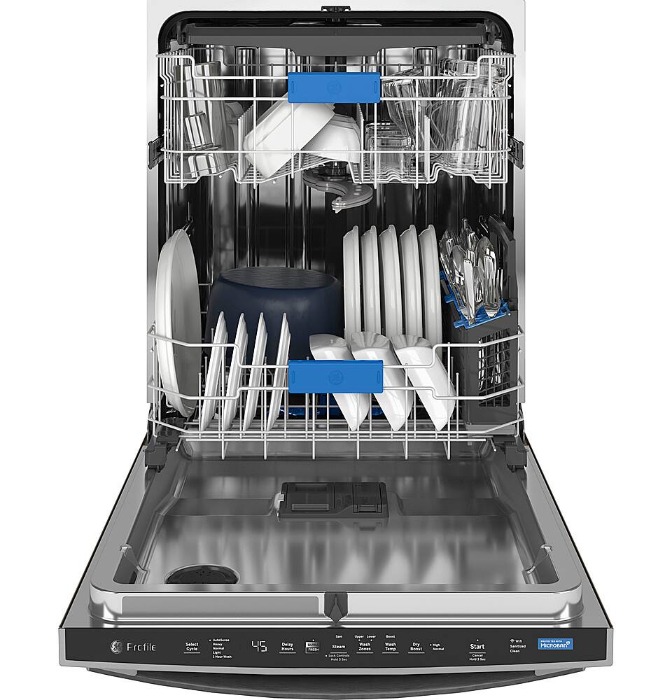 Alt View 13. GE Profile - Top Control Smart Built-In Stainless Steel Tub Dishwasher with 3rd Rack and Microban, 42dBA - Stainless Steel.