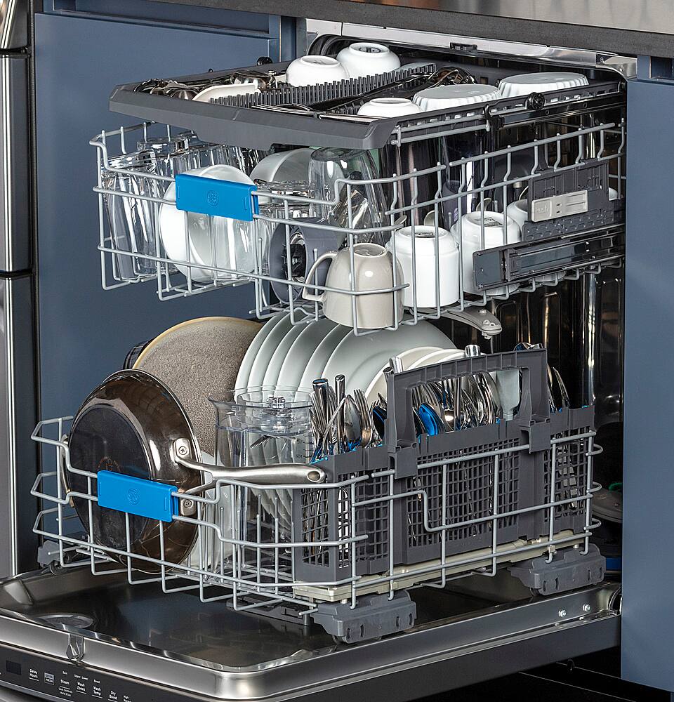 Alt View 20. GE Profile - Top Control Smart Built-In Stainless Steel Tub Dishwasher with 3rd Rack and Microban, 42dBA - Stainless Steel.