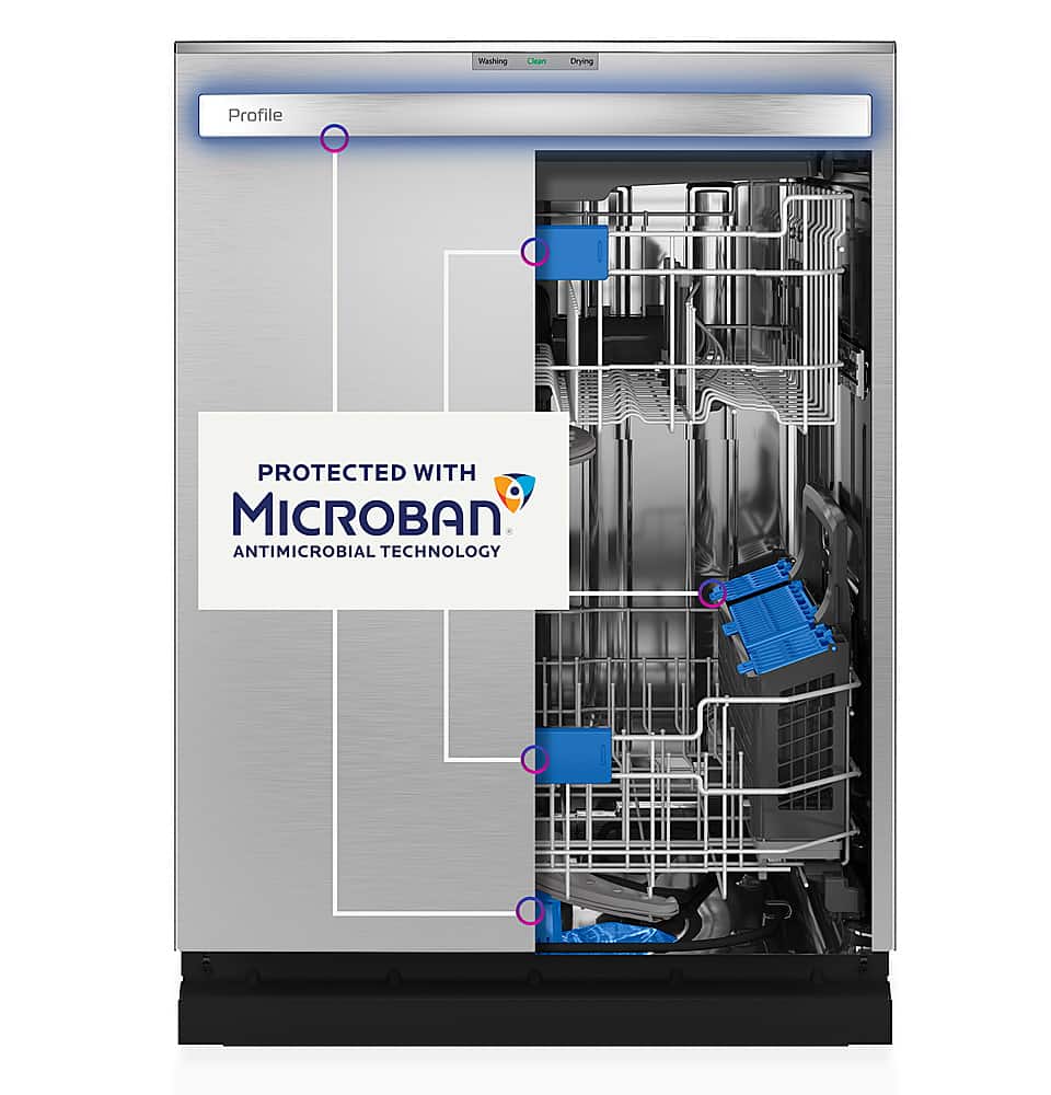 Alt View 23. GE Profile - Top Control Smart Built-In Stainless Steel Tub Dishwasher with 3rd Rack and Microban, 42dBA - Stainless Steel.