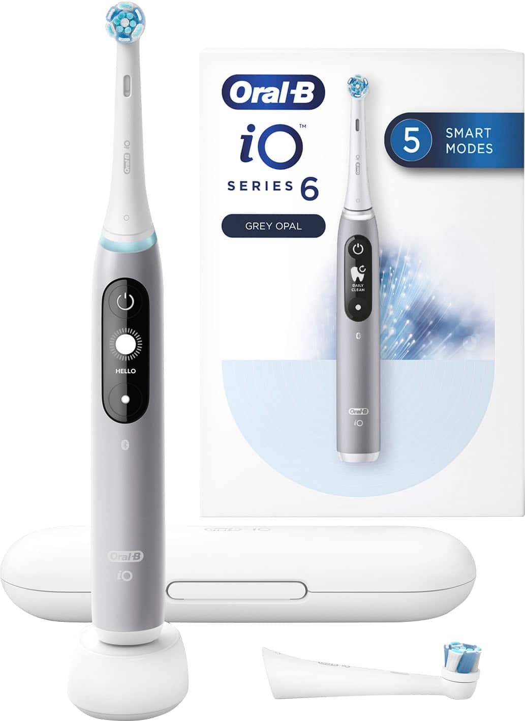 Alt View 12. Oral-B - iO Series 6 Electric Toothbrush with Replacement Brush Head - Grey.