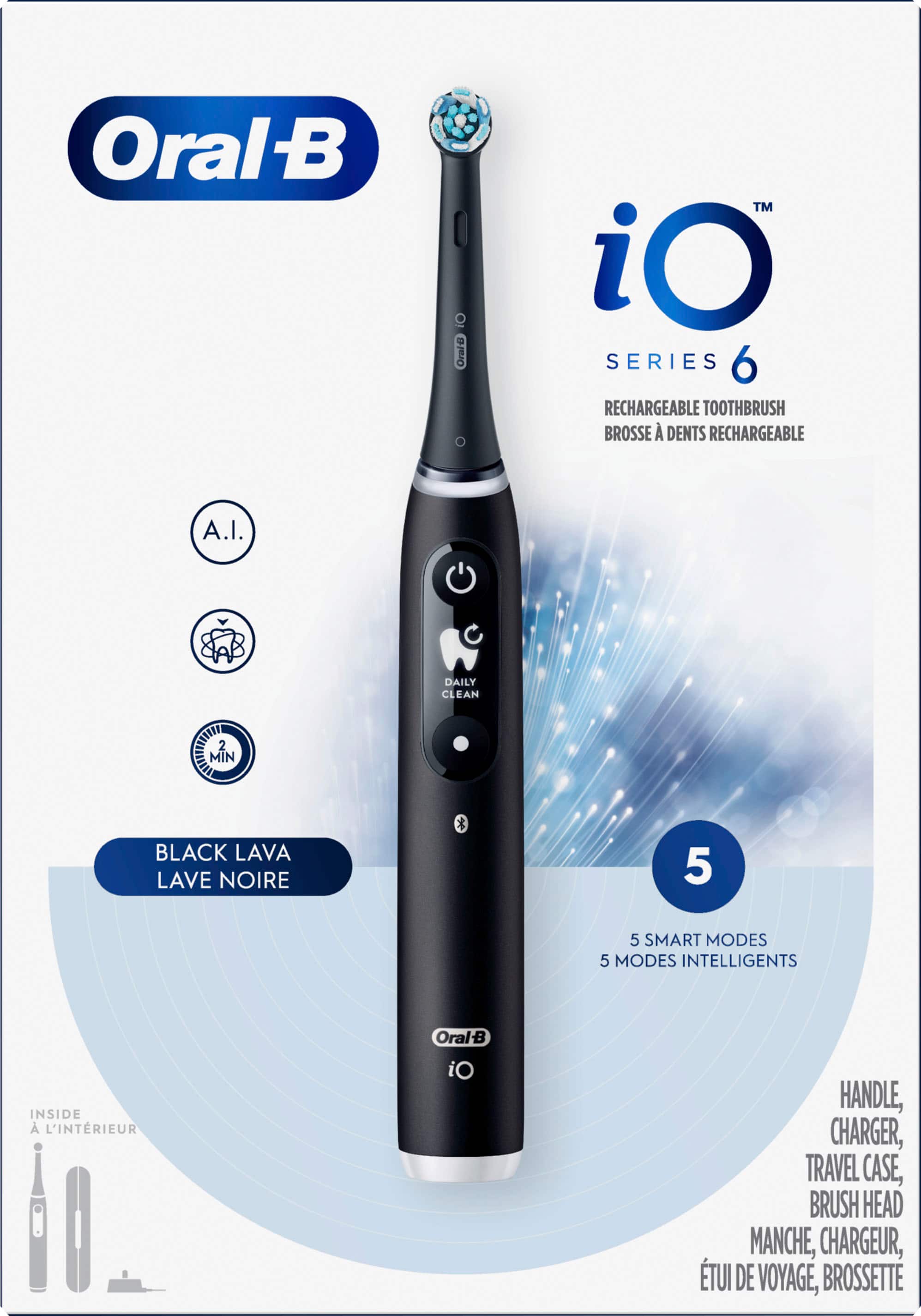 Alt View 12. Oral-B - iO Series 6 Electric Toothbrush with Replacement Brush Head - Black.