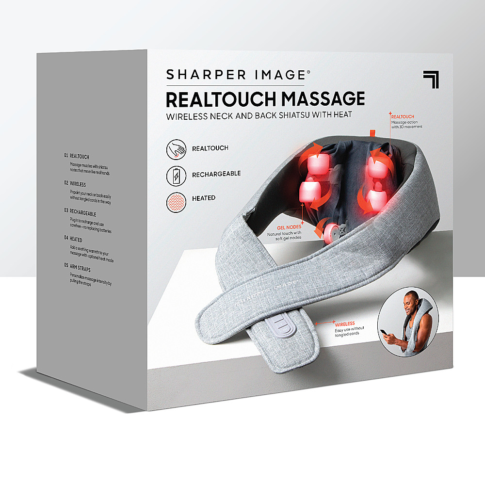 NEW Sharper Image Realtouch Back Shiatsu Neck and Shoulder Massager Color:  Grey 843479126938