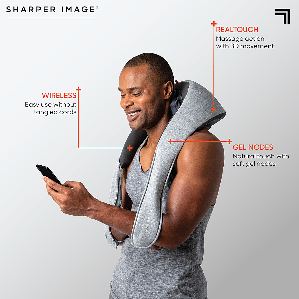 Left View: Sharper Image - Realtouch Shiatsu Massager - Grey