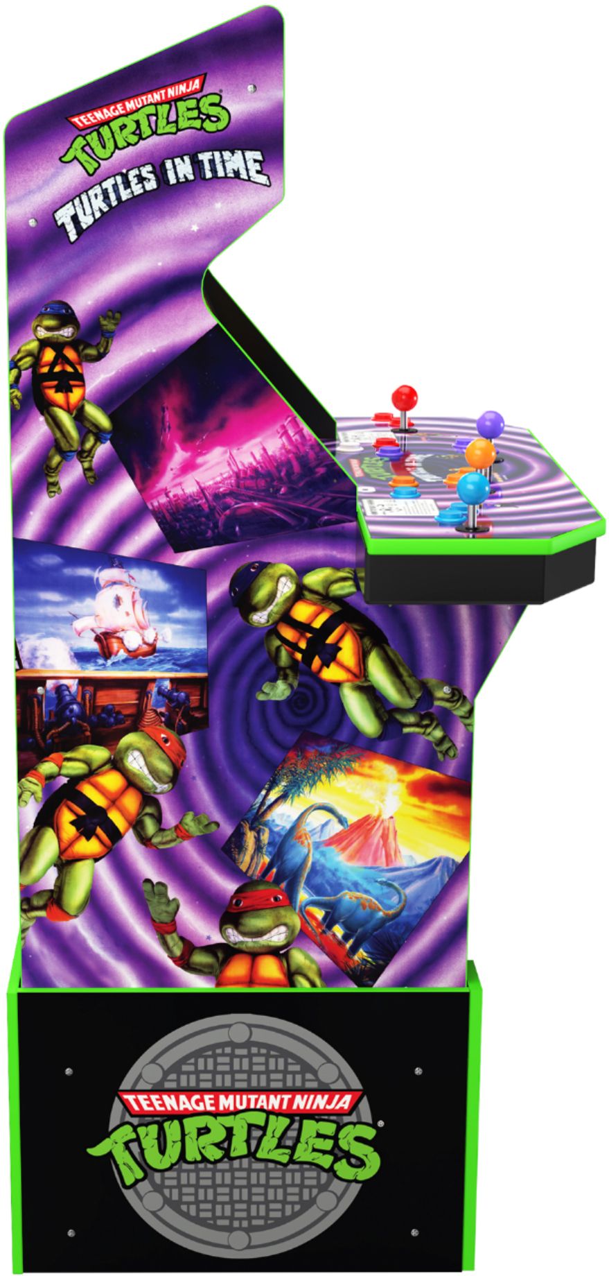 Arcade1Up Turtles In Time Arcade with Stool, Riser, Lit Deck