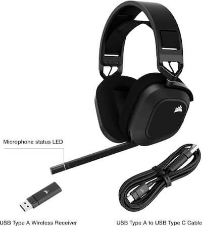 CORSAIR HS80 RGB Wireless Gaming Headset for PC, Mac, PS5, PS4 CORSAIR HS80 RGB Wireless Gaming Headset for PC, Mac, PS5, PS4