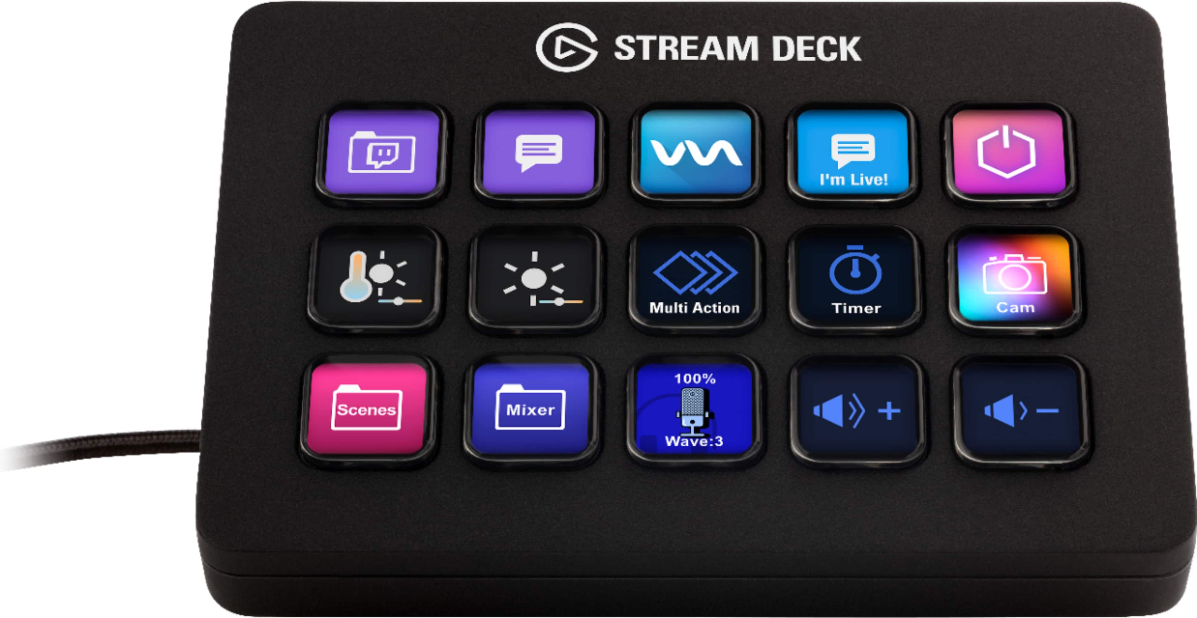 Alt View 13. Elgato - Stream Deck MK.2 Full-size Wired USB Keypad with 15 Customizable LCD keys and Interchangeable Faceplate - Black.