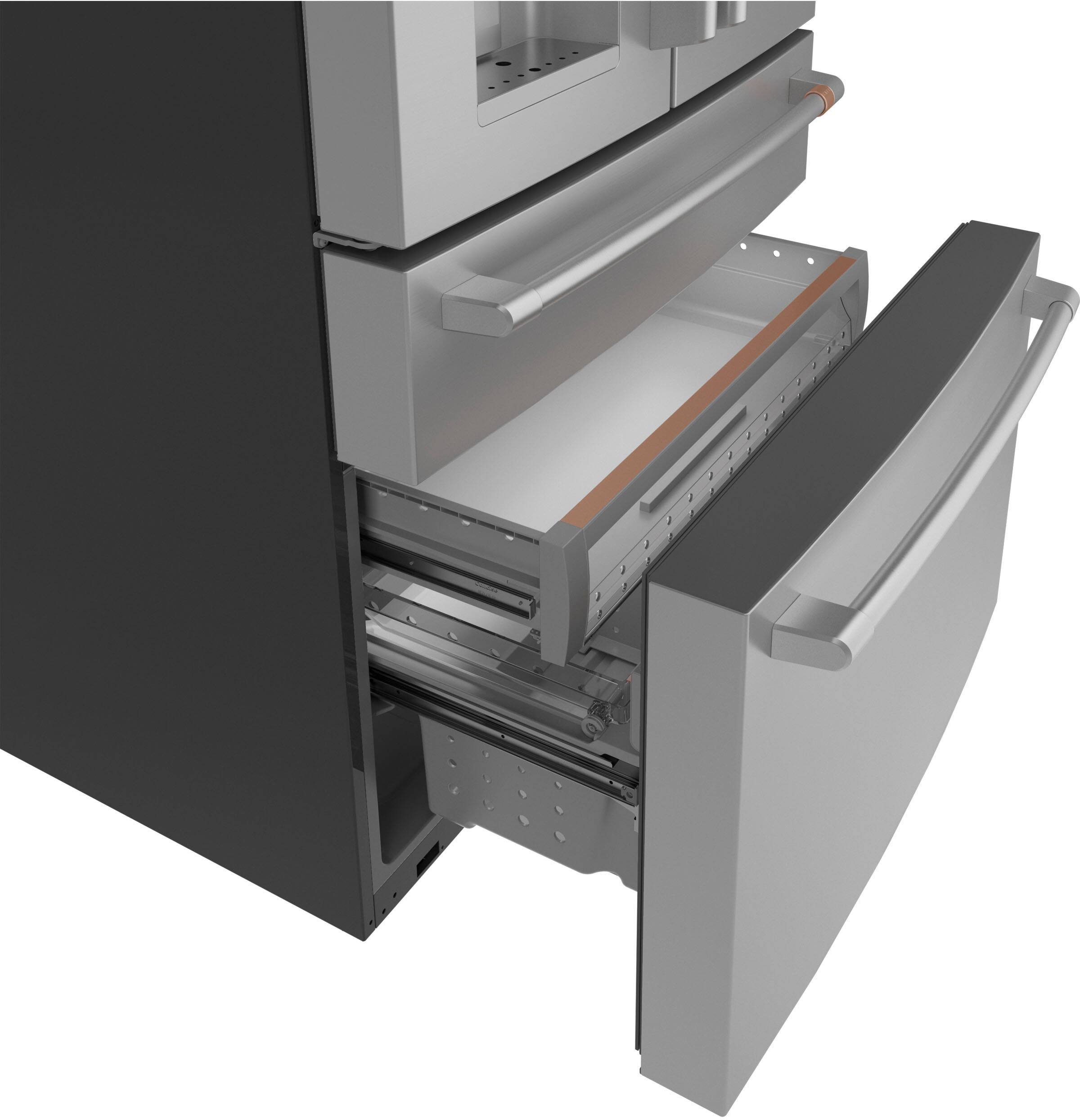 Alt View 4. Café - 22.3 Cu. Ft. 4-Door French Door Counter-Depth Smart Refrigerator, Customizable - Stainless Steel.