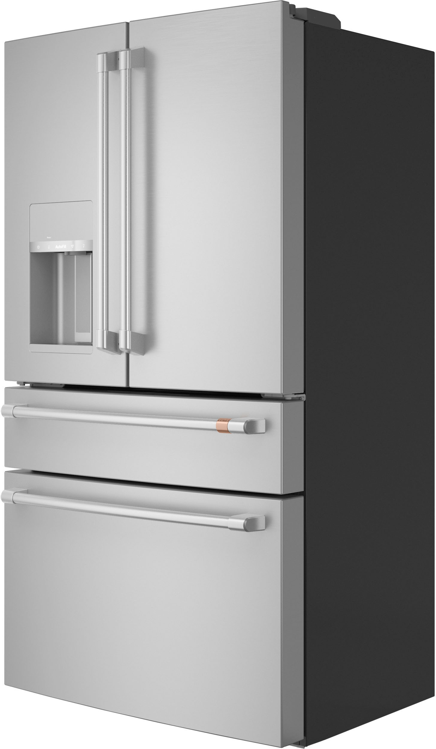 Left View: Café - 22.3 Cu. Ft. 4-Door French Door Counter-Depth Smart Refrigerator - Stainless steel