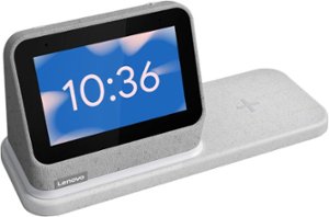 Lenovo - Smart Clock 2 with Wireless Charging Dock - Heather Grey - Front_Zoom