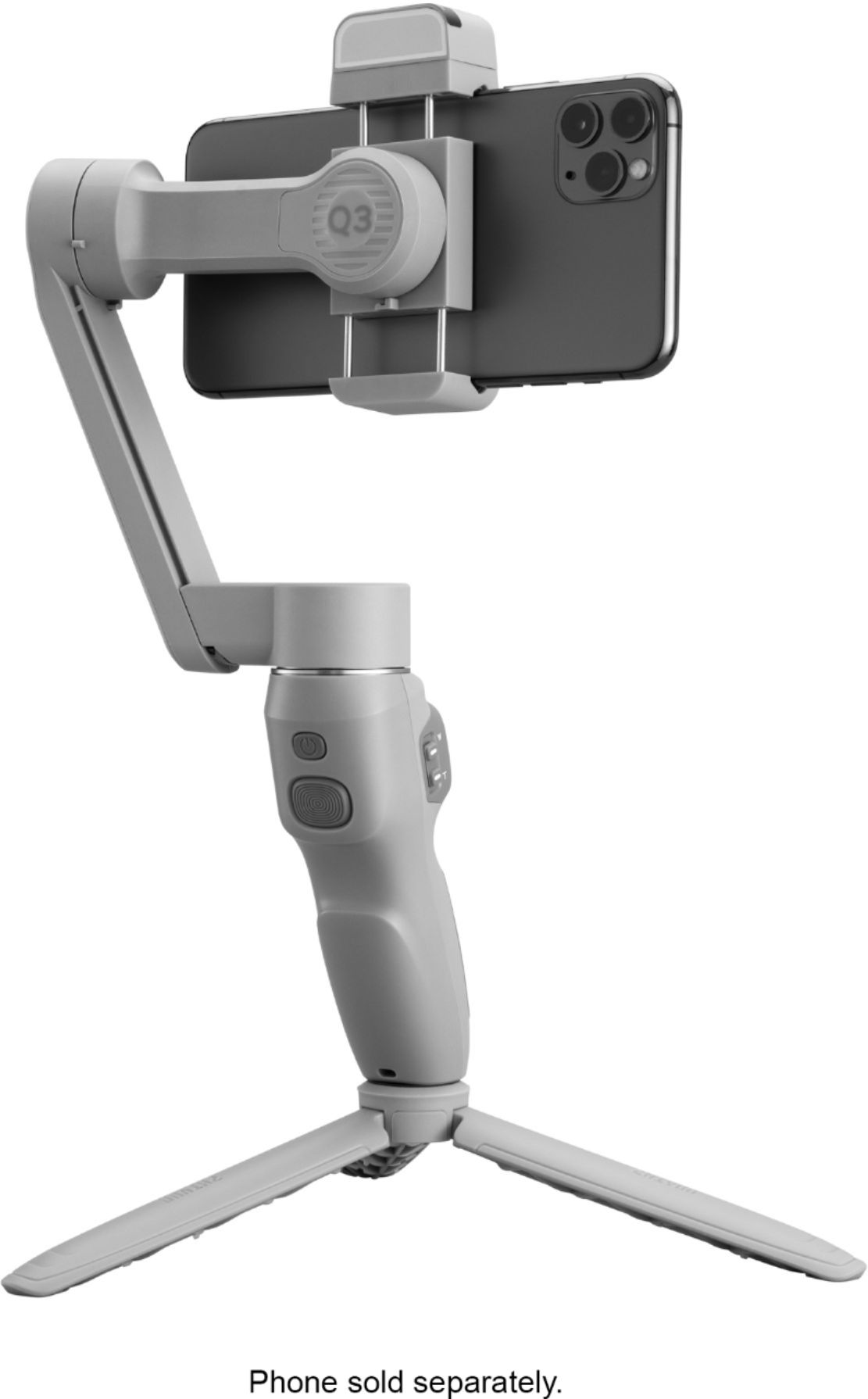 Angle View: Zhiyun - Smooth Q3 Folding 3-Axis Gimbal Stabilizer for Smartphones with Built-in LED Video Light and Detachable Tri-pod Stand - Gray