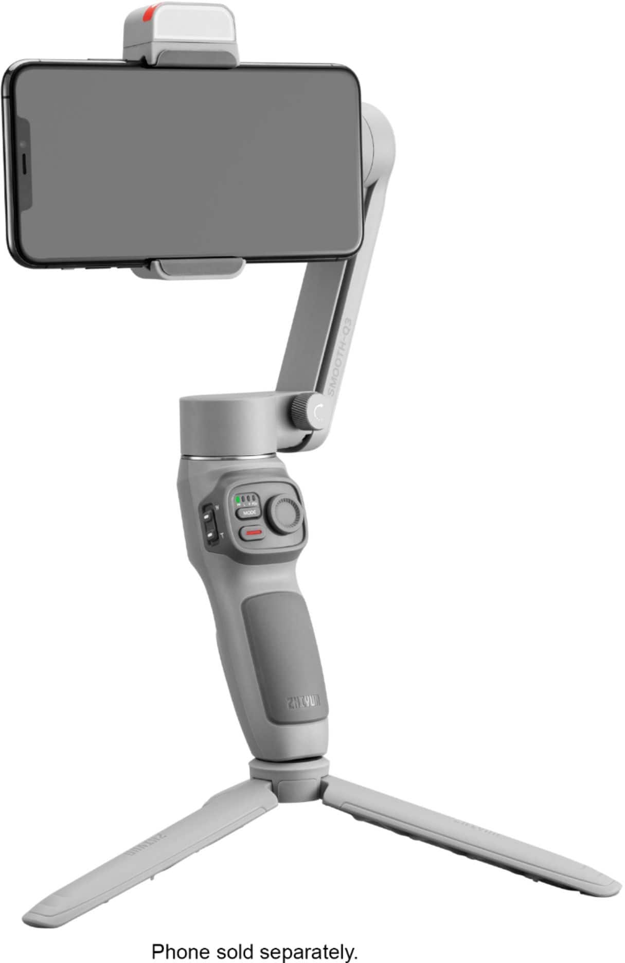 Alt View 12. Zhiyun - Smooth Q3 Folding 3-Axis Gimbal Stabilizer for Smartphones with Built-in LED Video Light and Detachable Tri-pod Stand - Gray.